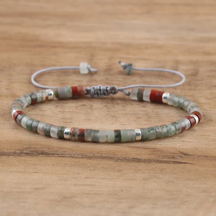 Olivenorma 2.4mm Natural Stone Roller Beads Braided Bracelet - Blood Stone - image 7