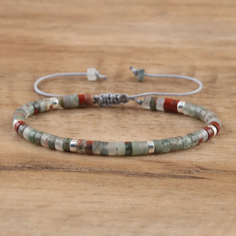Olivenorma 2.4mm Natural Stone Roller Beads Braided Bracelet - Blood Stone - image 6