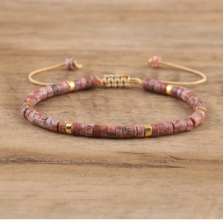 Olivenorma 2.4mm Natural Stone Roller Beads Braided Bracelet - Granite - image 10