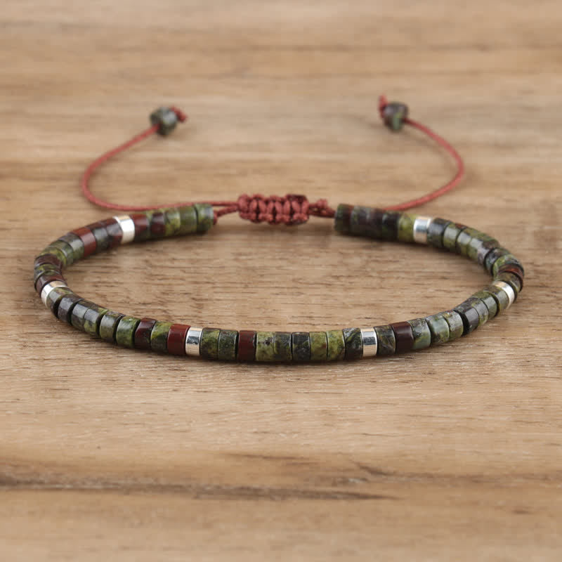 Olivenorma 2.4mm Natural Stone Roller Beads Braided Bracelet - Dragon Blood Stone - image 17