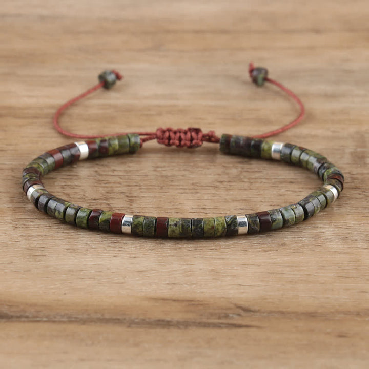 Olivenorma 2.4mm Natural Stone Roller Beads Braided Bracelet - Dragon Blood Stone - image 17