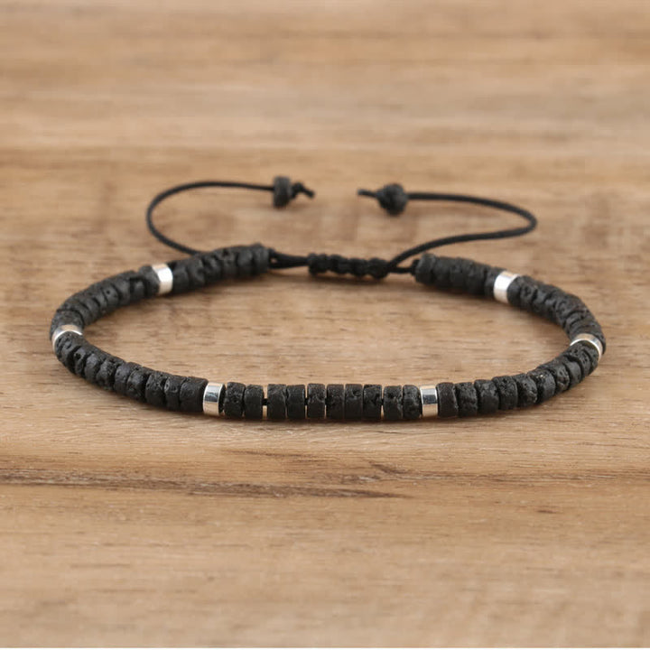 Olivenorma 2.4mm Natural Stone Roller Beads Braided Bracelet - Lava Stone - image 11