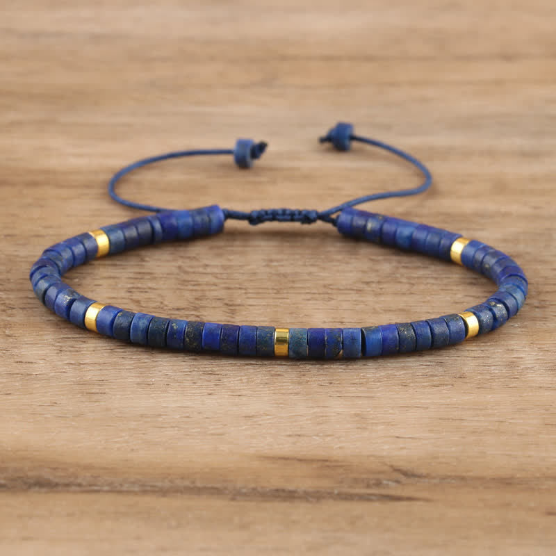 Olivenorma 2.4mm Natural Stone Roller Beads Braided Bracelet - Lapis Lazuli - image 20