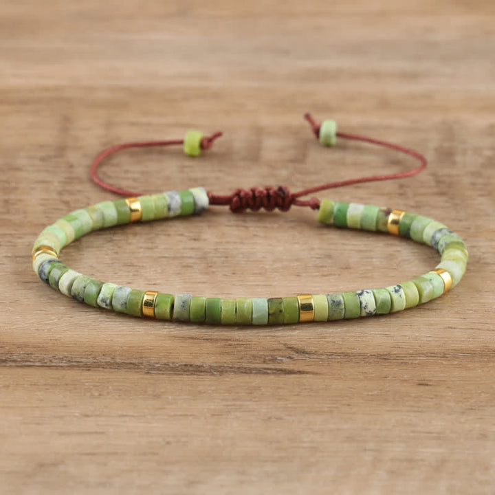 Olivenorma 2.4mm Natural Stone Roller Beads Braided Bracelet - Chrysoprase - image 22