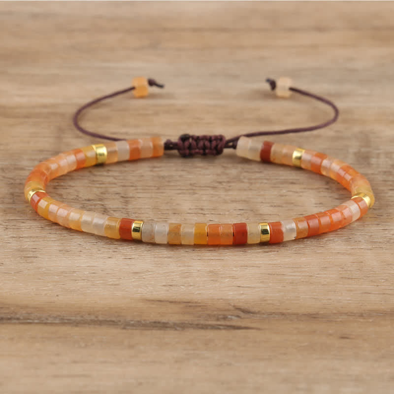 Olivenorma 2.4mm Natural Stone Roller Beads Braided Bracelet - Red Aventurine - image 18