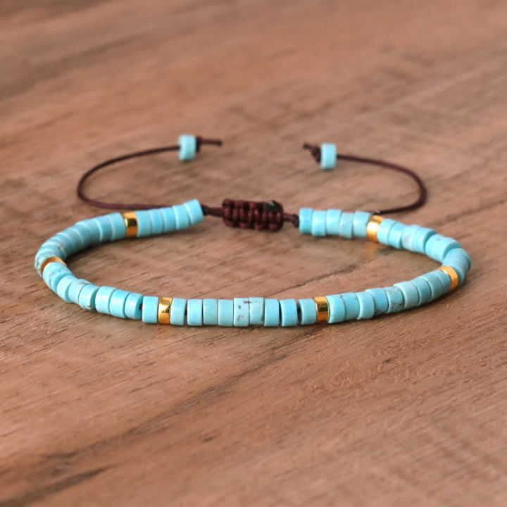 Olivenorma 2.4mm Natural Stone Roller Beads Braided Bracelet - Turquoise - image 32