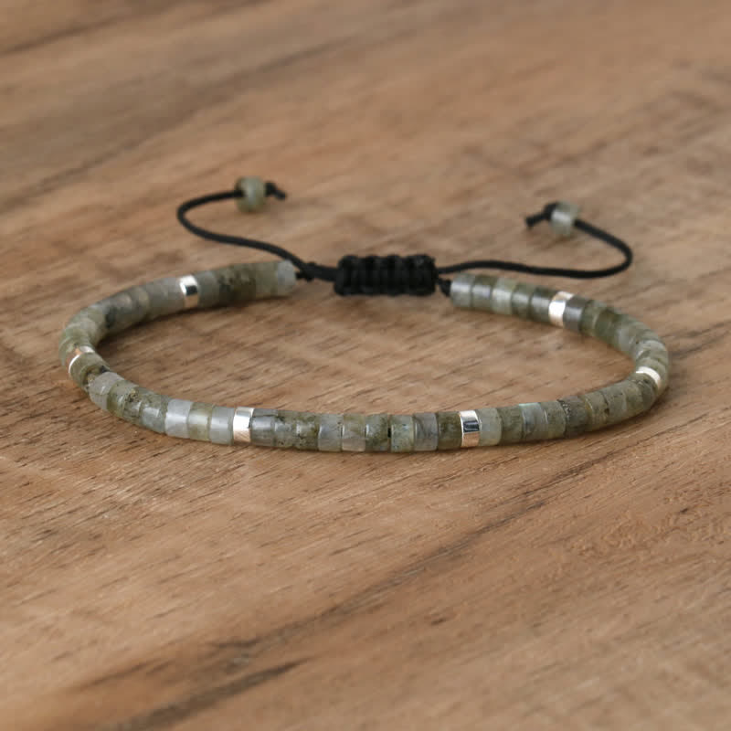 Olivenorma 2.4mm Natural Stone Roller Beads Braided Bracelet - Grey Flashing Stone - image 28