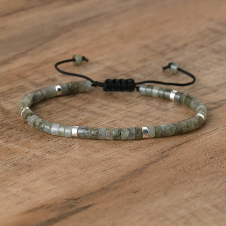Olivenorma 2.4mm Natural Stone Roller Beads Braided Bracelet - Grey Flashing Stone - image 28
