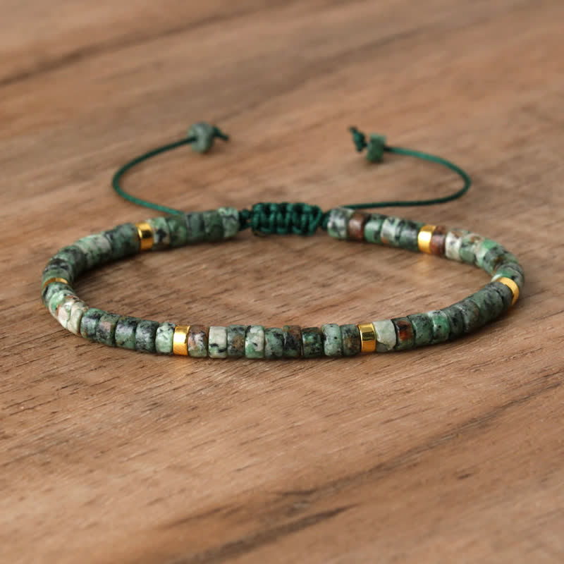 Olivenorma 2.4mm Natural Stone Roller Beads Braided Bracelet - African Turquoise - image 33