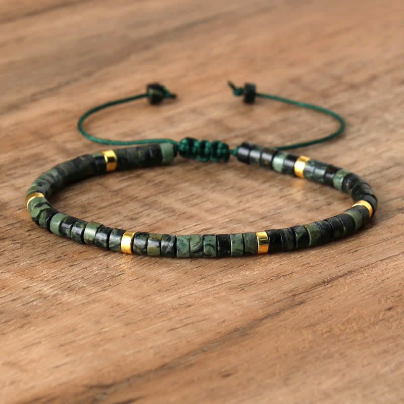 Olivenorma 2.4mm Natural Stone Roller Beads Braided Bracelet - Kambamba Jasper - image 41