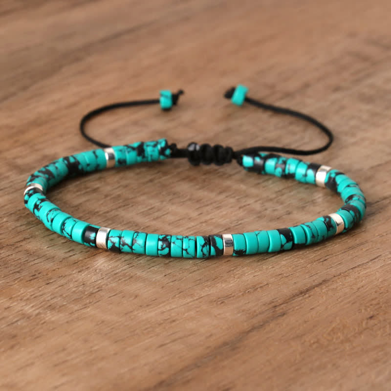 Olivenorma 2.4mm Natural Stone Roller Beads Braided Bracelet - Turquoise#1 - image 37