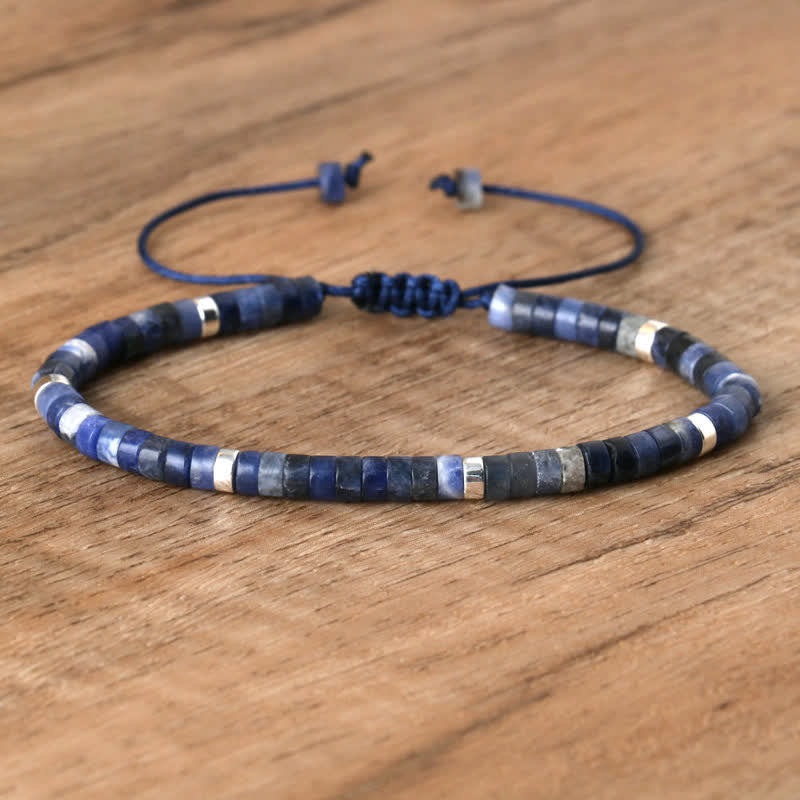 Olivenorma 2.4mm Natural Stone Roller Beads Braided Bracelet - Sodalite - image 43