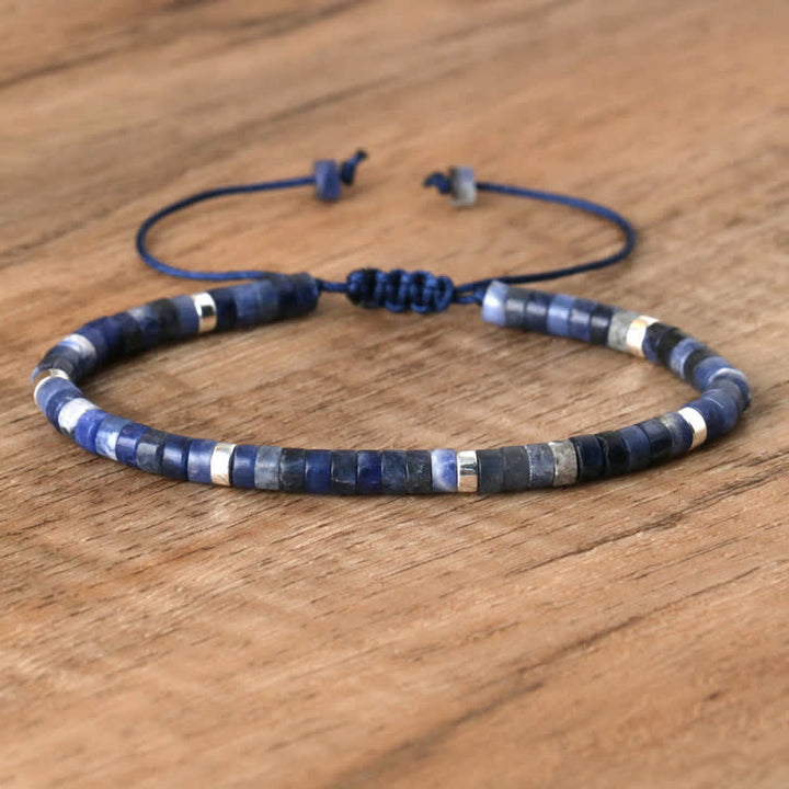 Olivenorma 2.4mm Natural Stone Roller Beads Braided Bracelet - Sodalite - image 43