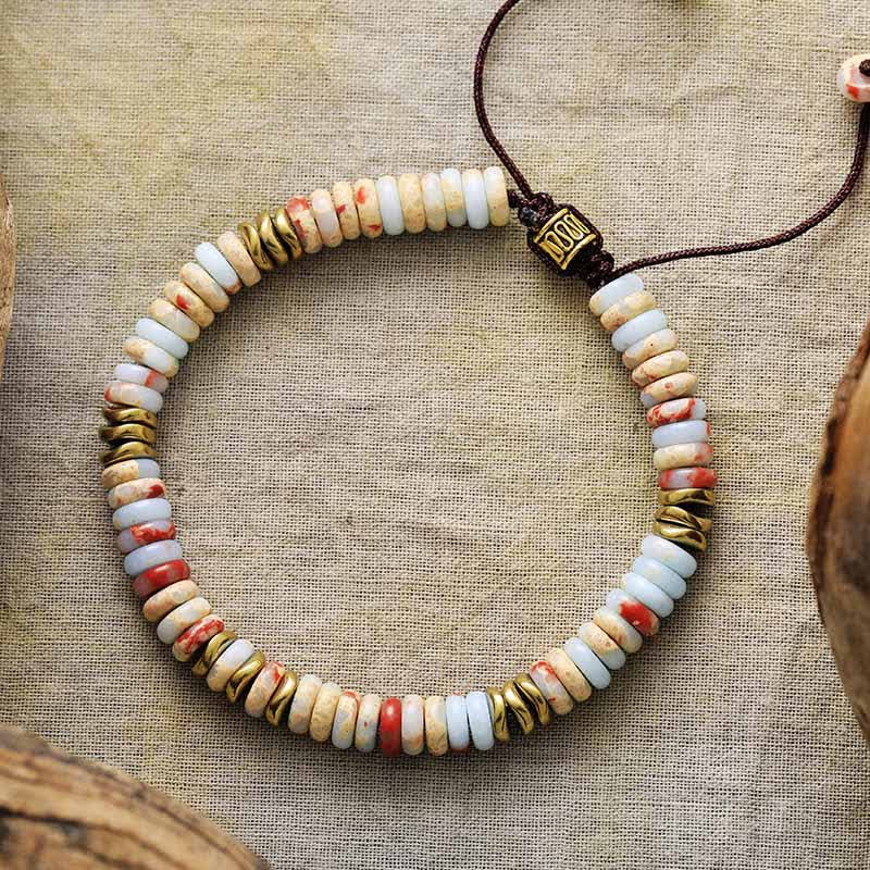 Olivenorma Natural Stone Roller Beads Beads Adjustable Braided Bracelet