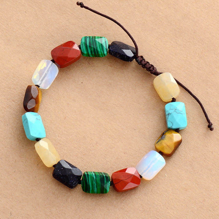 Olivenorma Natural Crystal Rectangular Beads Adjustable Braided Bracelet