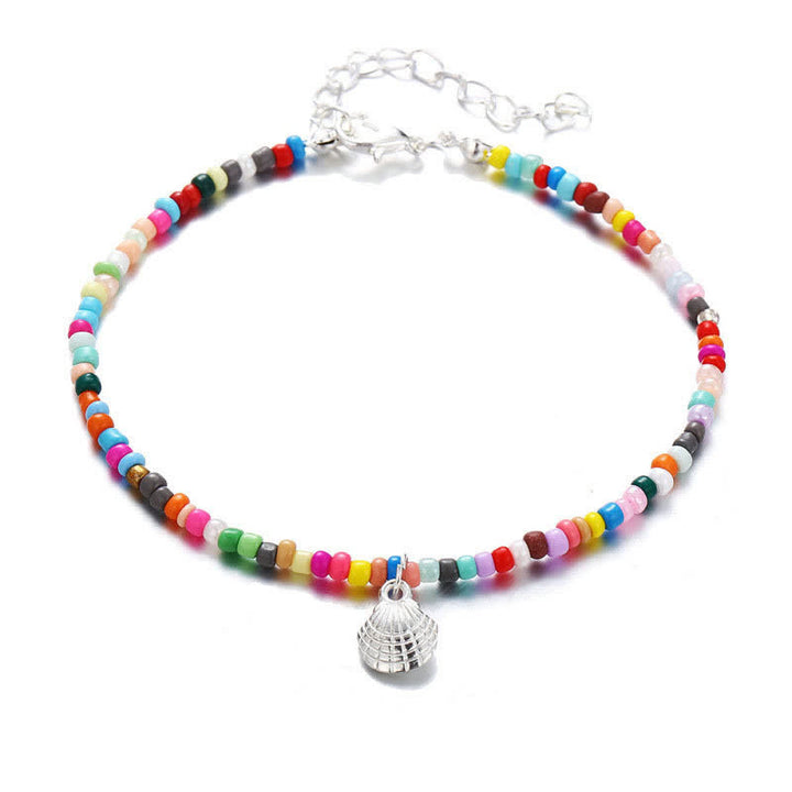 Olivenorma Colored Beads Shell Pendant Beach Anklet