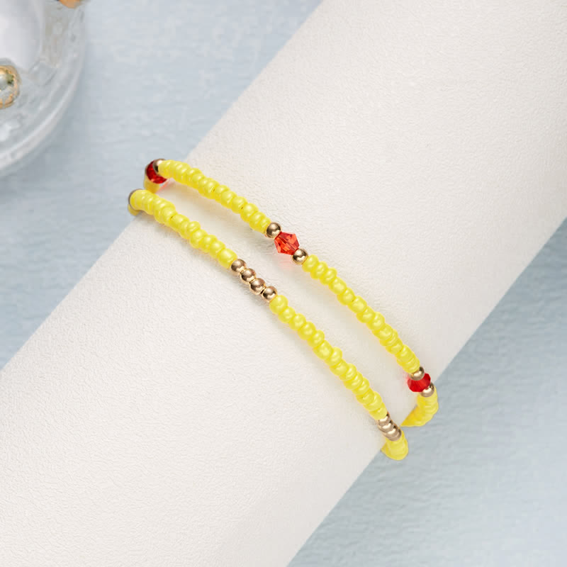 Olivenorma Butterfly Pendant Rice Beads Multi-layer Anklet