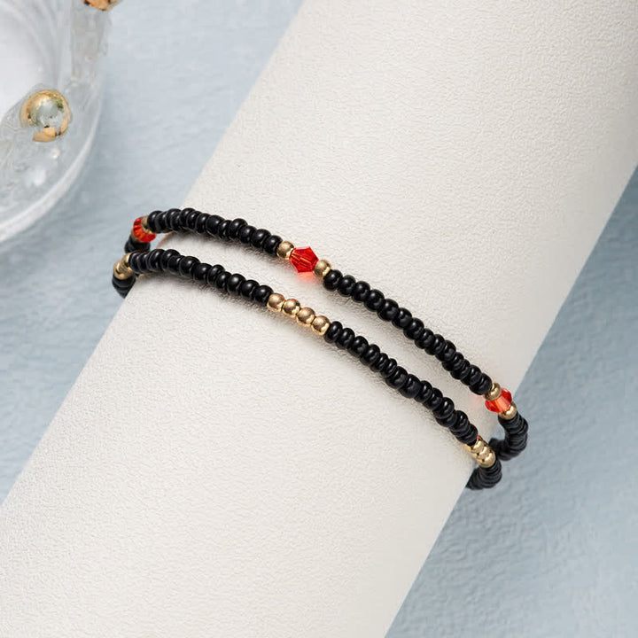 Olivenorma Butterfly Pendant Rice Beads Multi-layer Anklet