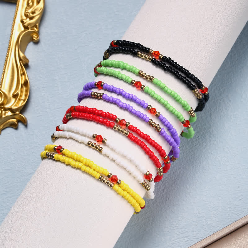 Olivenorma Butterfly Pendant Rice Beads Multi-layer Anklet