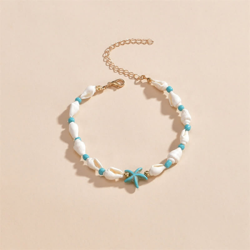 Olivenorma Turquoise Starfish Shell Beaded Anklet