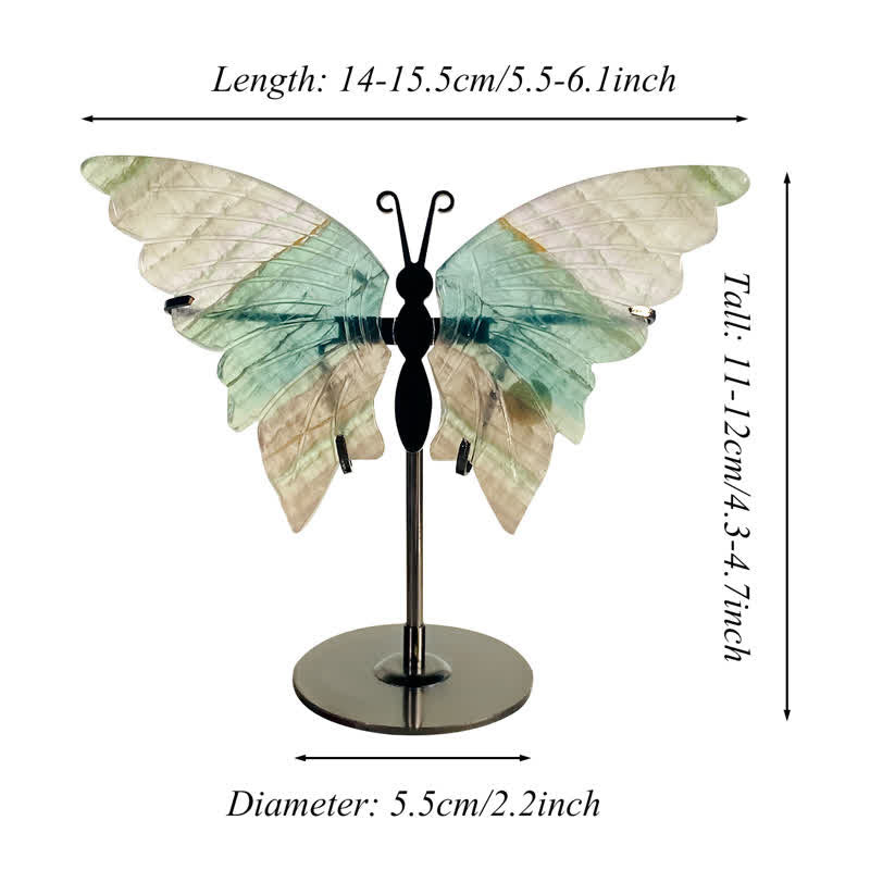 Olivenorma Natural Fluorite Butterfly Carving Gemstone Decoration