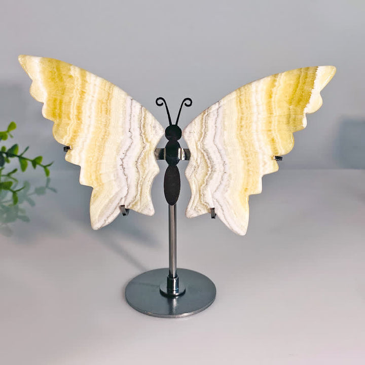 Olivenorma Natural Yellow Calcite Butterfly Carving Gemstone Decoration