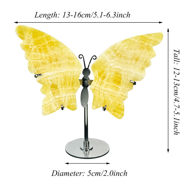 Olivenorma Natural Yellow Calcite Butterfly Carving Gemstone Decoration