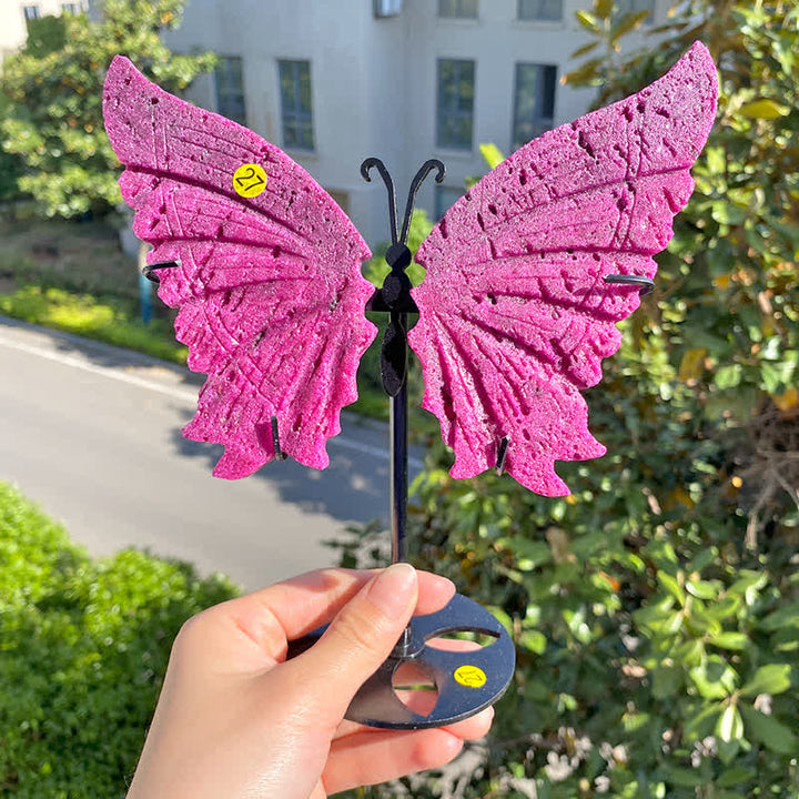 Olivenorma Red Corundum Large Butterfly Carving Gemstone Decoration