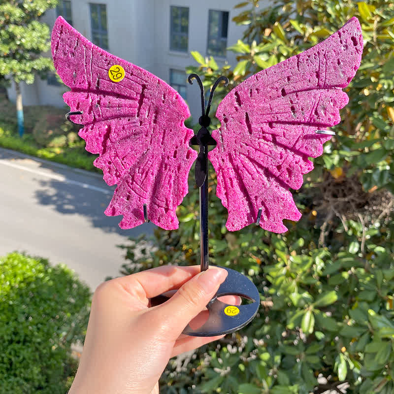 Olivenorma Red Corundum Large Butterfly Carving Gemstone Decoration