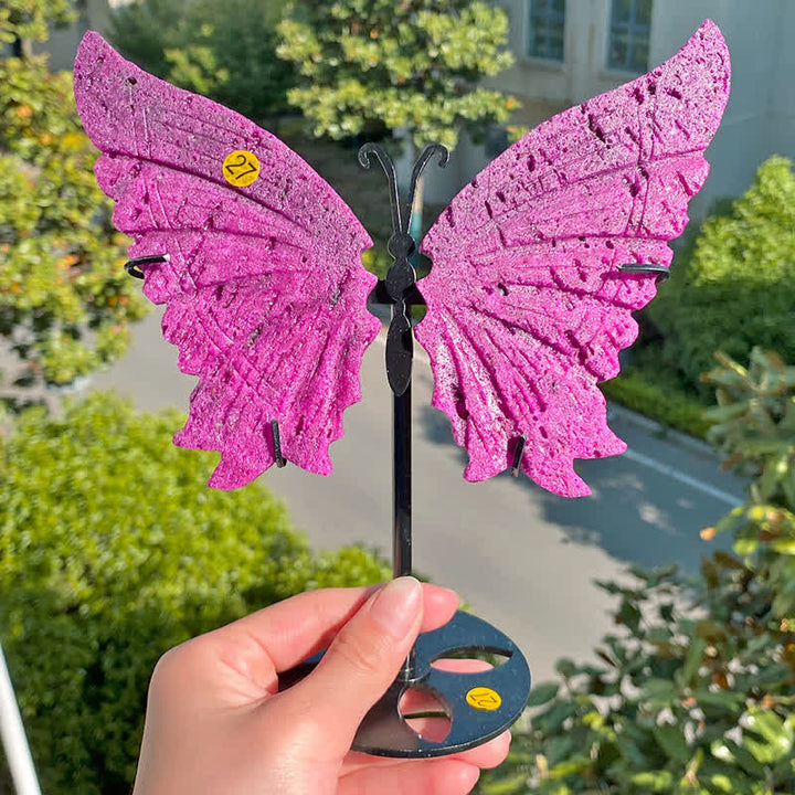 Olivenorma Red Corundum Large Butterfly Carving Gemstone Decoration