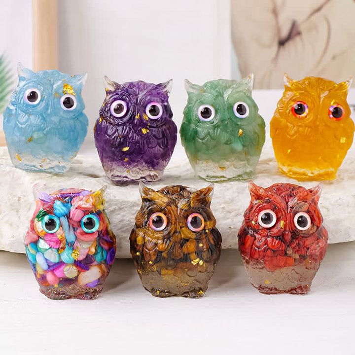 Olivenorma Epoxy Gravel Owl Ornament Gemstone Decoration