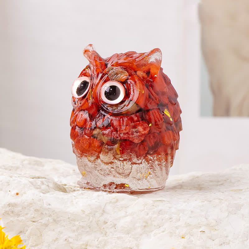 Olivenorma Epoxy Gravel Owl Ornament Gemstone Decoration