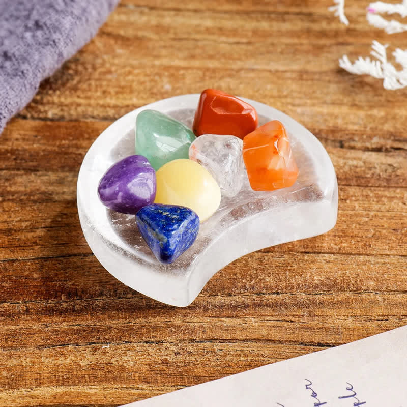 Olivenorma 7 Chakra Stone Quartz Gemstone Crystal Bowl