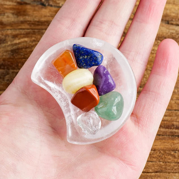 Olivenorma 7 Chakra Stone Quartz Gemstone Crystal Bowl