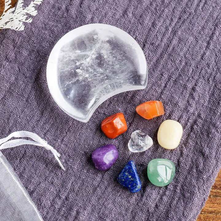 Olivenorma 7 Chakra Stone Quartz Gemstone Crystal Bowl