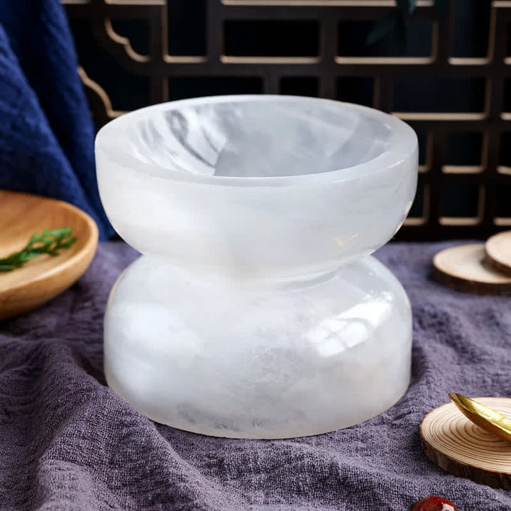 Olivenorma Gypsum Quartz Gemstone Crystal Bowl