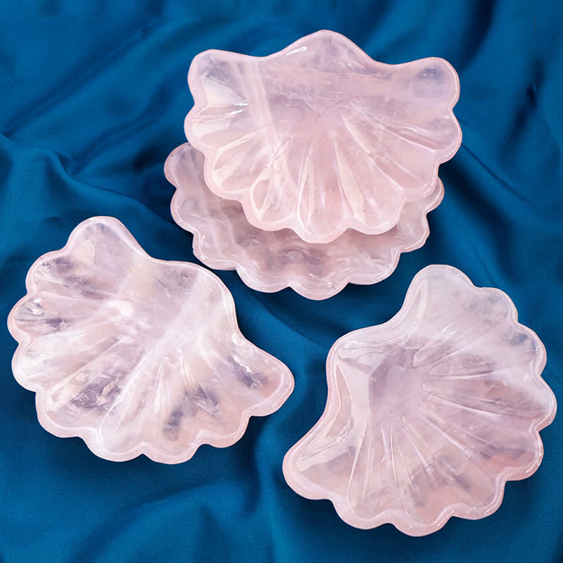 Olivenorma Rose Quartz Shell Carving Ornaments Crystal Bowl