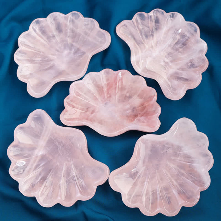 Olivenorma Rose Quartz Shell Carving Ornaments Crystal Bowl