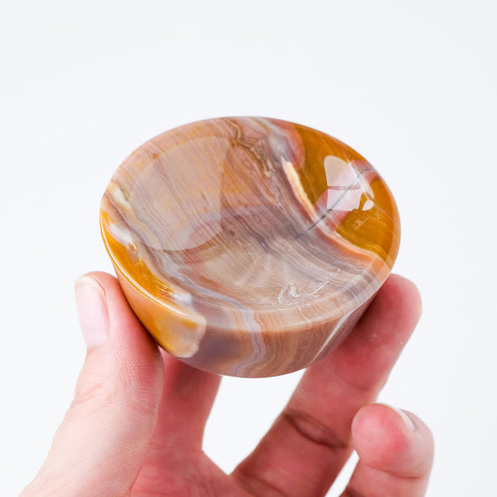 Olivenorma Cherry Blossom Agate Sardonyx Crystal Bowl