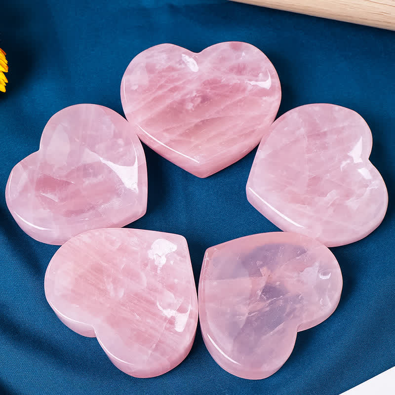 Olivenorma Rose Quartz Heart Carving Decoration Crystal Bowl