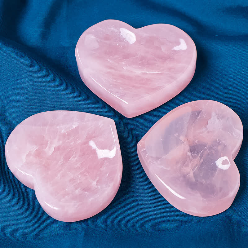 Olivenorma Rose Quartz Heart Carving Decoration Crystal Bowl