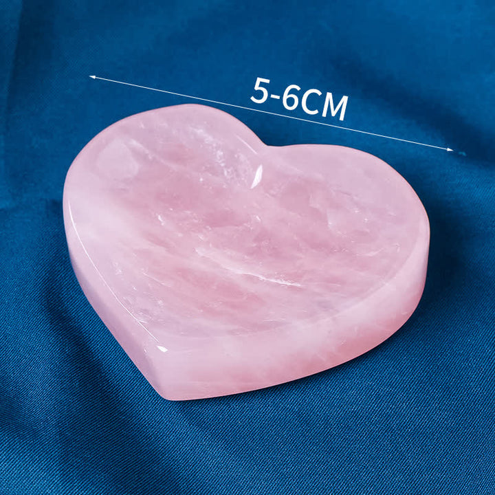 Olivenorma Rose Quartz Heart Carving Decoration Crystal Bowl