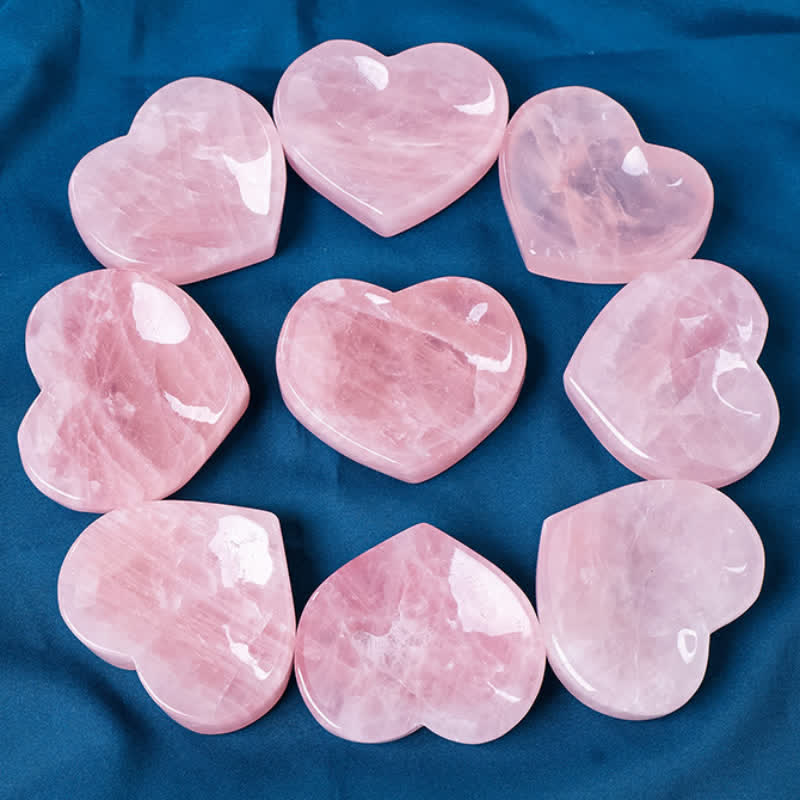 Olivenorma Rose Quartz Heart Carving Decoration Crystal Bowl