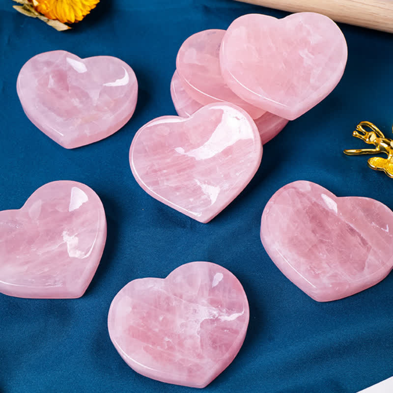 Olivenorma Rose Quartz Heart Carving Decoration Crystal Bowl