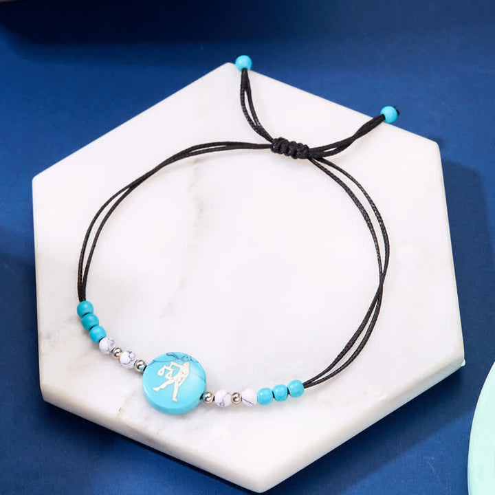 Olivenorma 12 Constellations Zodiac Pattern Turquoise Braided Bracelet