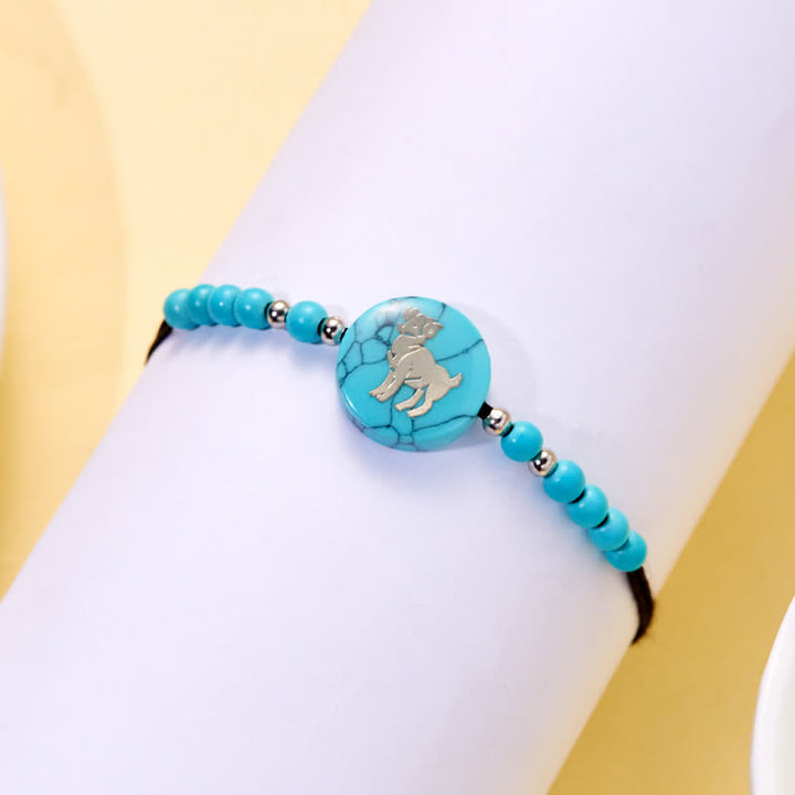 Olivenorma 12 Constellations Zodiac Pattern Turquoise Braided Bracelet