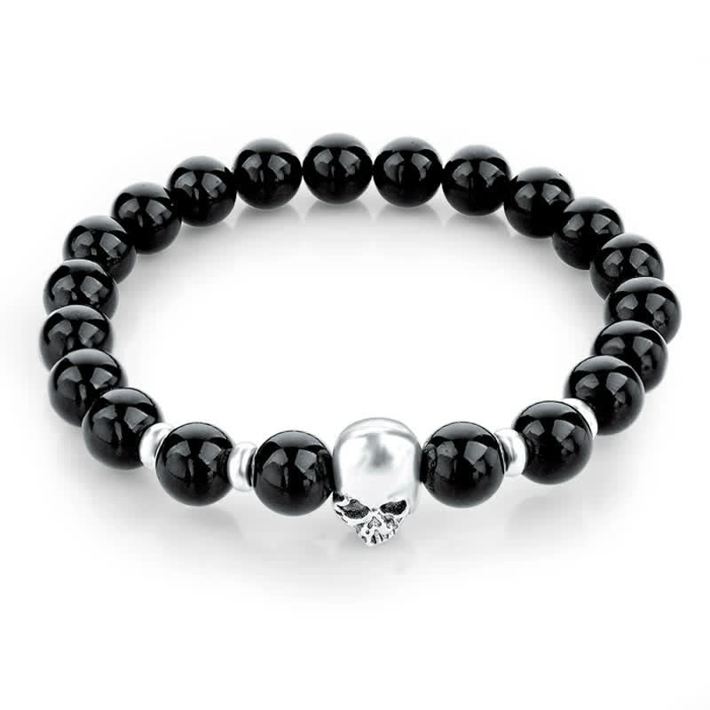 Olivenorma Natural Stone Skull Men Jewelry Elastic Bracelet