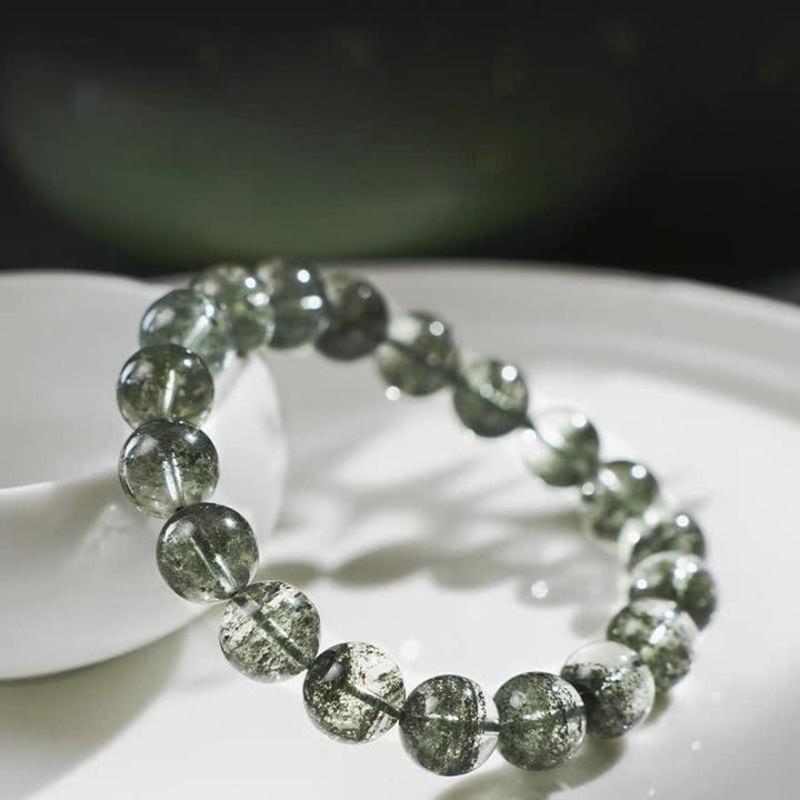 Olivenorma 7A Green Phantom Quartz Beaded Bracelet - 15mm Single Loop - image 0