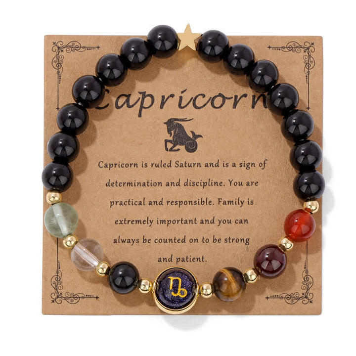 Olivenorma Black Onyx Blue Sandstone Beaded Zodiac Bracelet