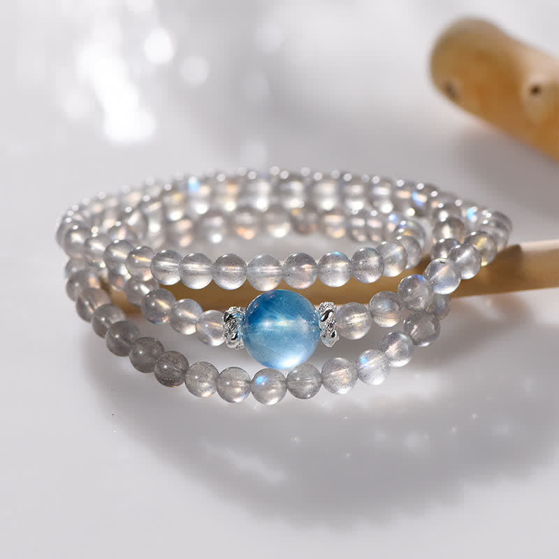 Olivenorma Moonstone Aquamarine Beaded Multi-layer Bracelet